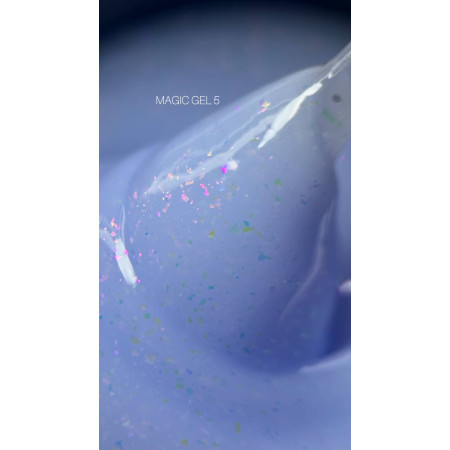 Гель для нарощування Saga Professional Magic Builder Gel 05 бузково-блакитний з пластівцями потали 15 мл